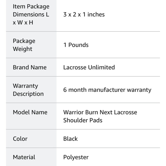 Warrior burn next lacrosse shoulder pads. NWT. Retsil 64 - Picture 5 of 10